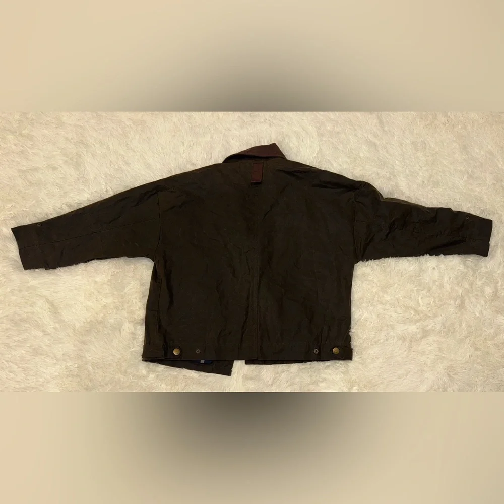 New Free People We The Free Cori Waxed Zip Front Wax Long Oversized Chore Jacket